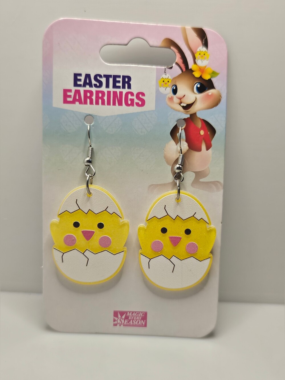 Easter Chick Egg Dangle Earrings - Yellow & White